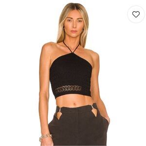 Ronny Kobo NWT Women's Black Beres Sleeveless Knit Crop Halter Top Black Size S